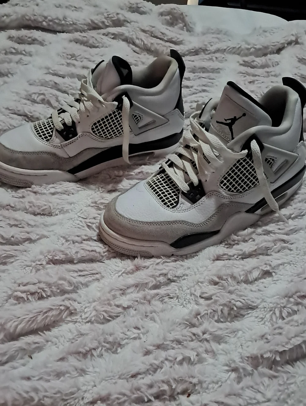 Jordan 4s Military Black Sneakers in White and Black